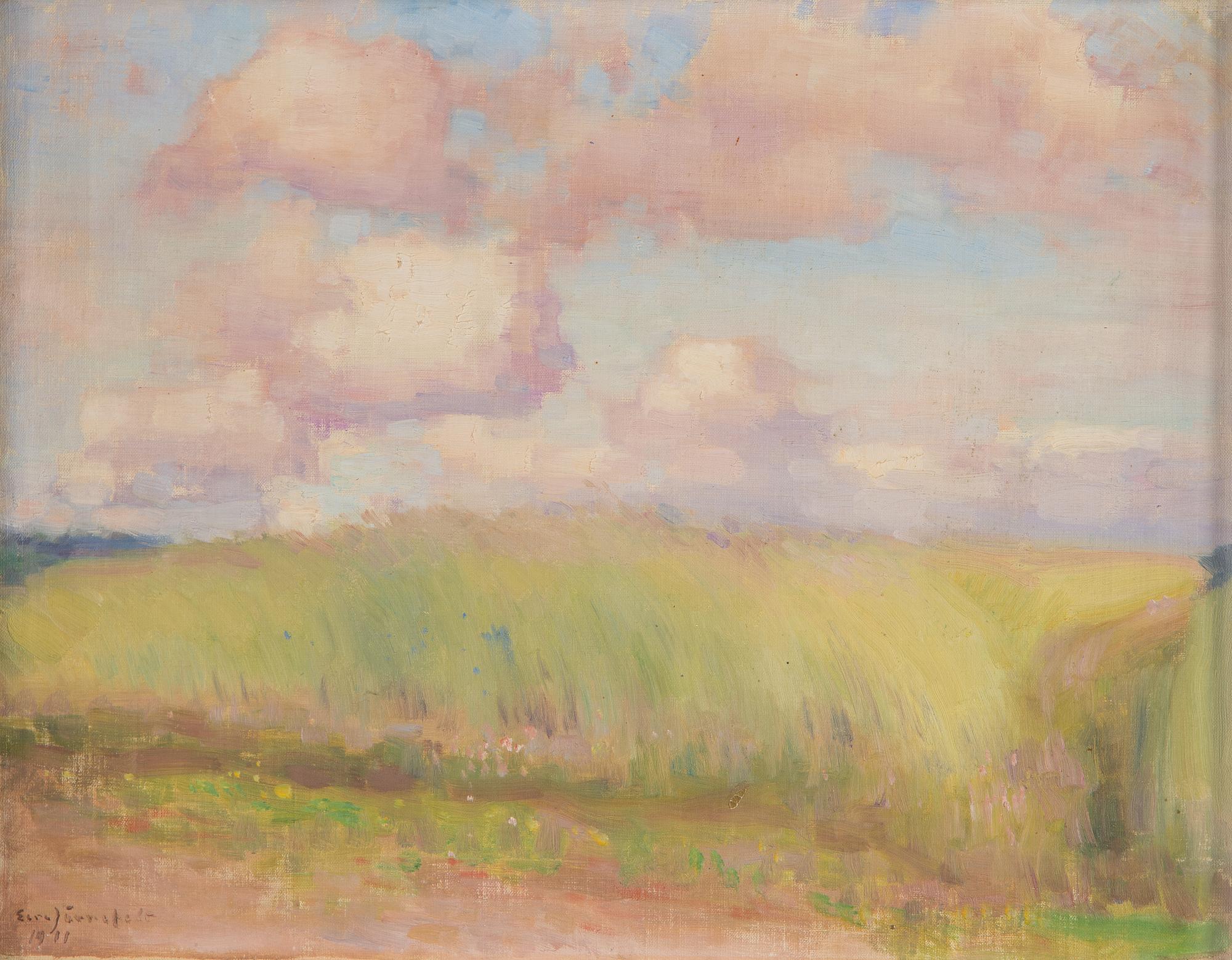 Eero Järnefelt, Grain field in a cloudy Landscape.