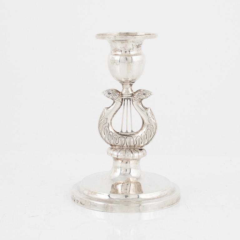 An Empire silver candlestick, Johan Daniel Hasselqvist, Hämeenlinna, Finland, 1837.