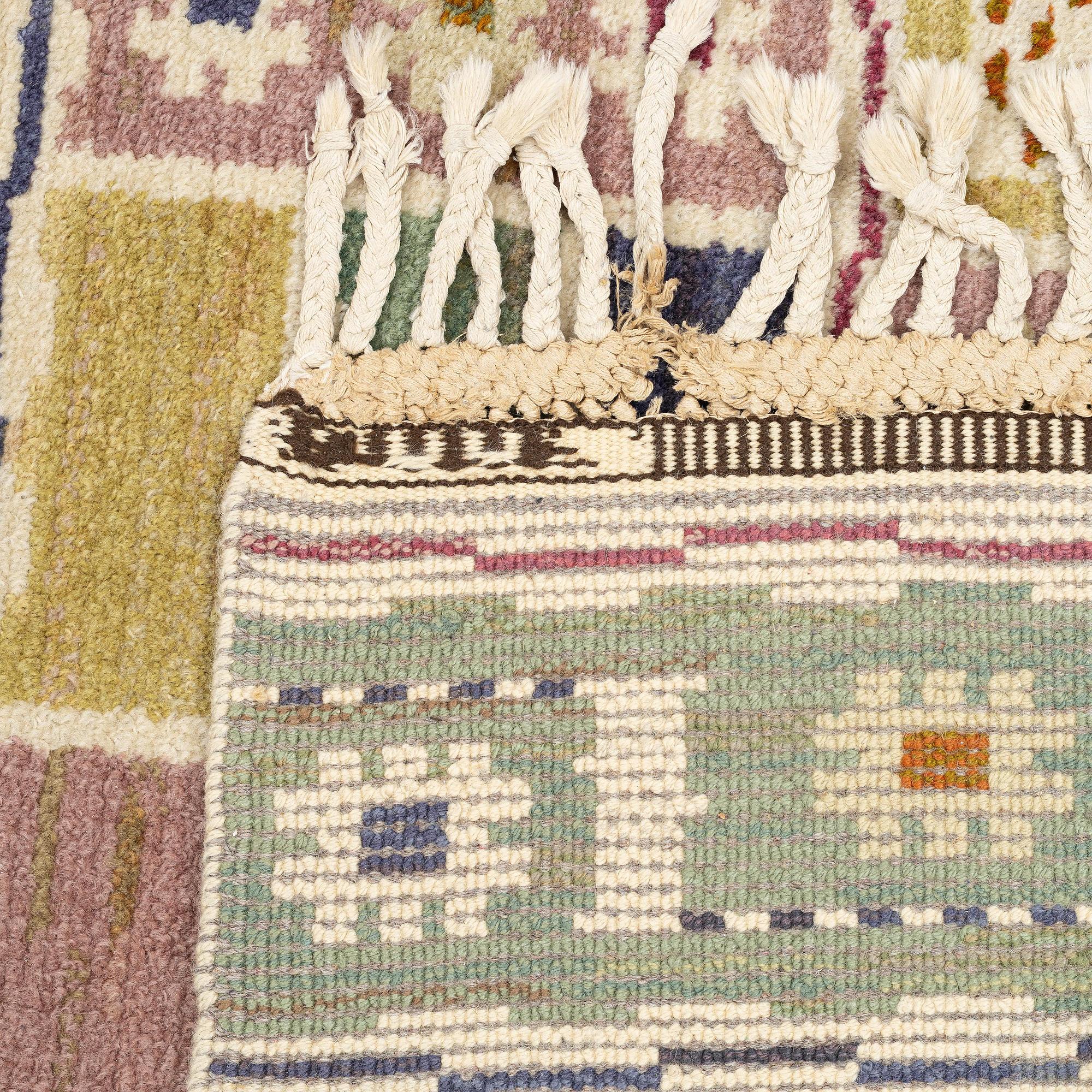 Märta Måås-Fjetterström, a 'Ängarna' carpet, knotted pile, c. 190 x 90 cm, signed AB MMF.