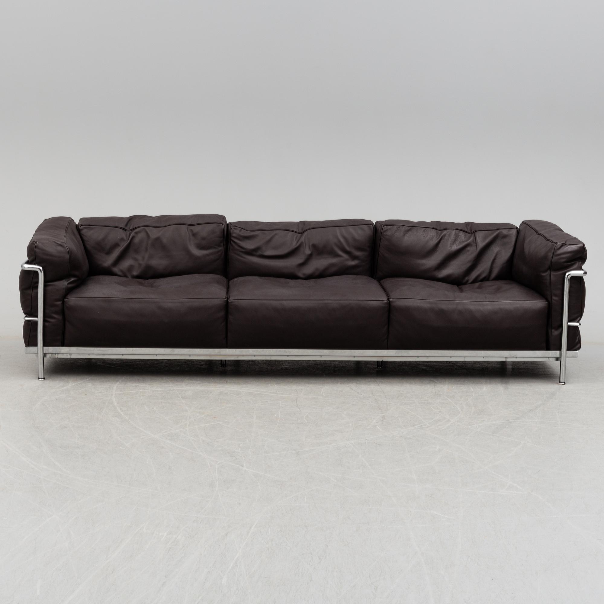 A 21th century sofa "LC3" by Pierre Jeanneret & Charlotte Perriand, Le Corbusier, Cassina, Italy.