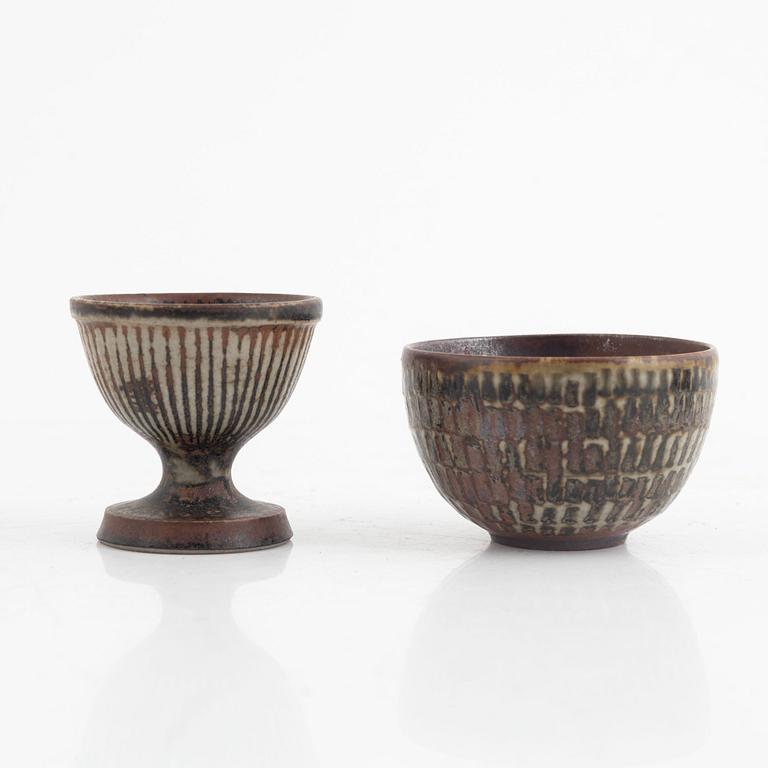 Stig Lindberg, vase and miniatures, 4 pieces, stoneware, Gustavsberg Studio.