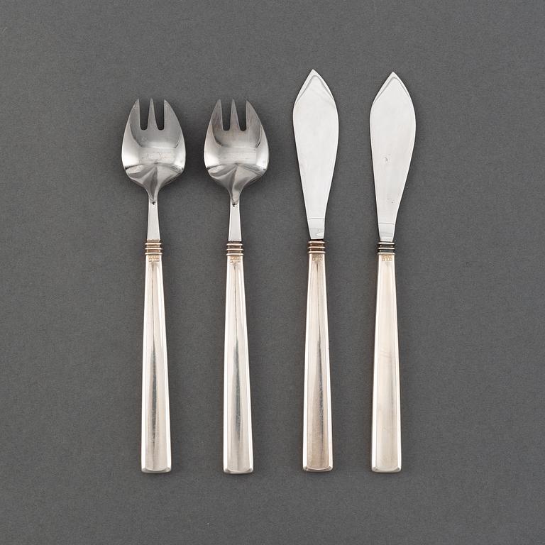 Claës E. Giertta, twelve pieces of silver cutlery, 'Paris', Mema, Lidköping, 1958.