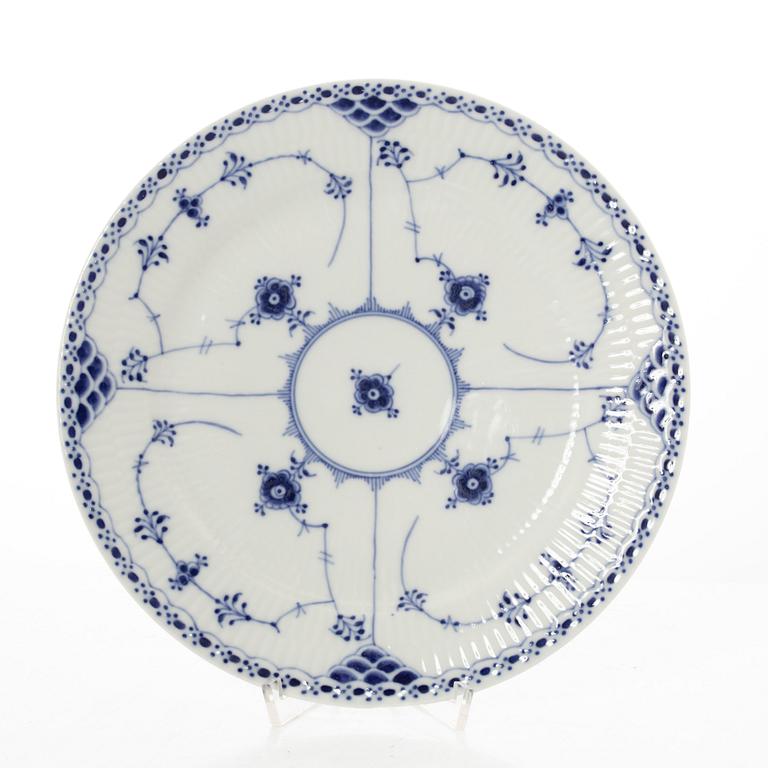 Royal Copenhagen, 35 pieces of a porcelain 'Blue Fluted' half lace dinner service, Denmark, 1889-1978.