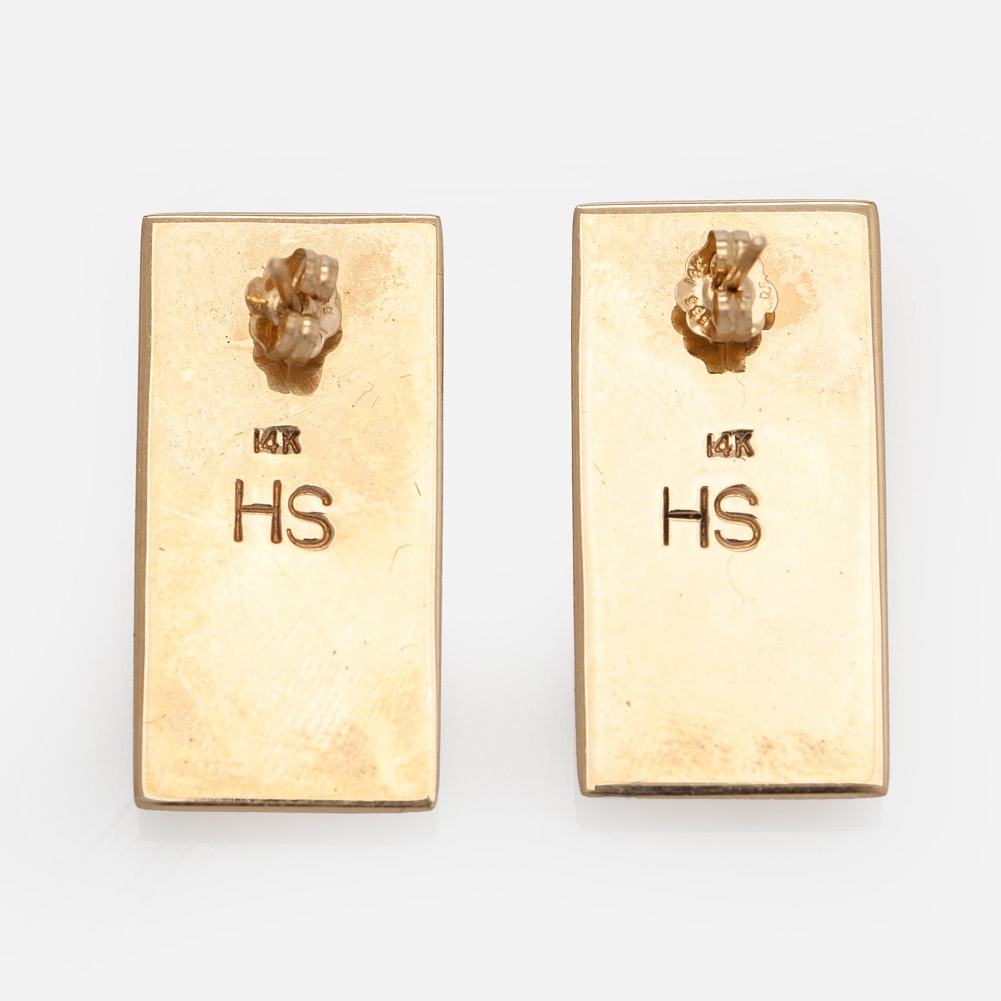 Pendant and earrings, 14K gold, Navajo.