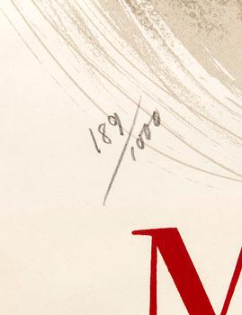 Marc Chagall, efter färglitografisk affisch numrerad 189/1000.