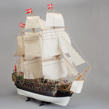 SKEPPSMODELL, med dansk flagg, 1900-tal.
