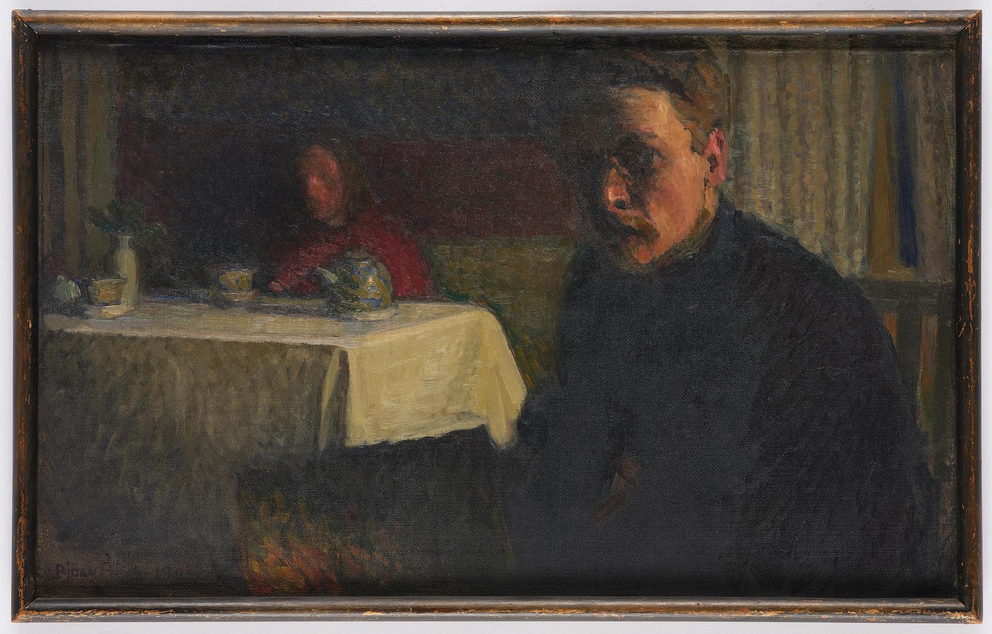 Björn Ahlgrensson, "Studie vid lampsken" ("Study by Lamplight"), Self-Portrait.