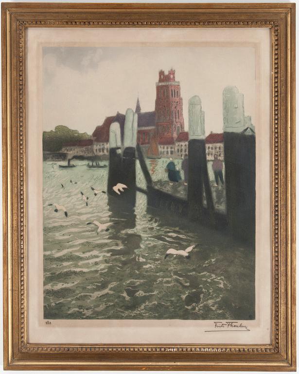 FRITS THAULOW, Etching in colour, signed.