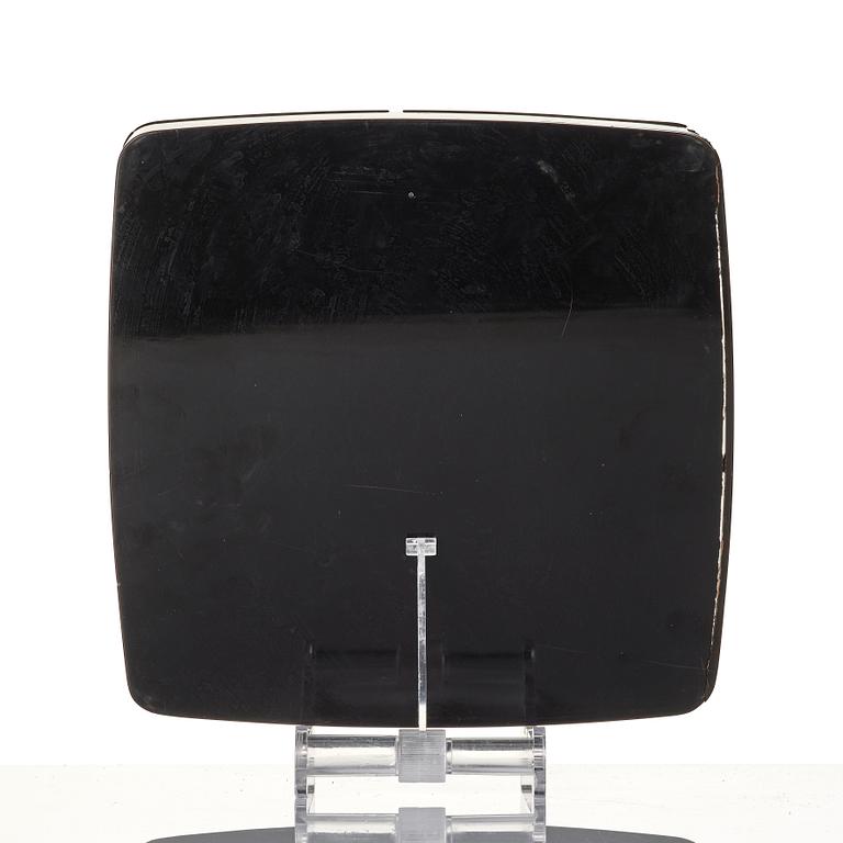 A Japanese lacquer tray and three Japanse wooden boxes.