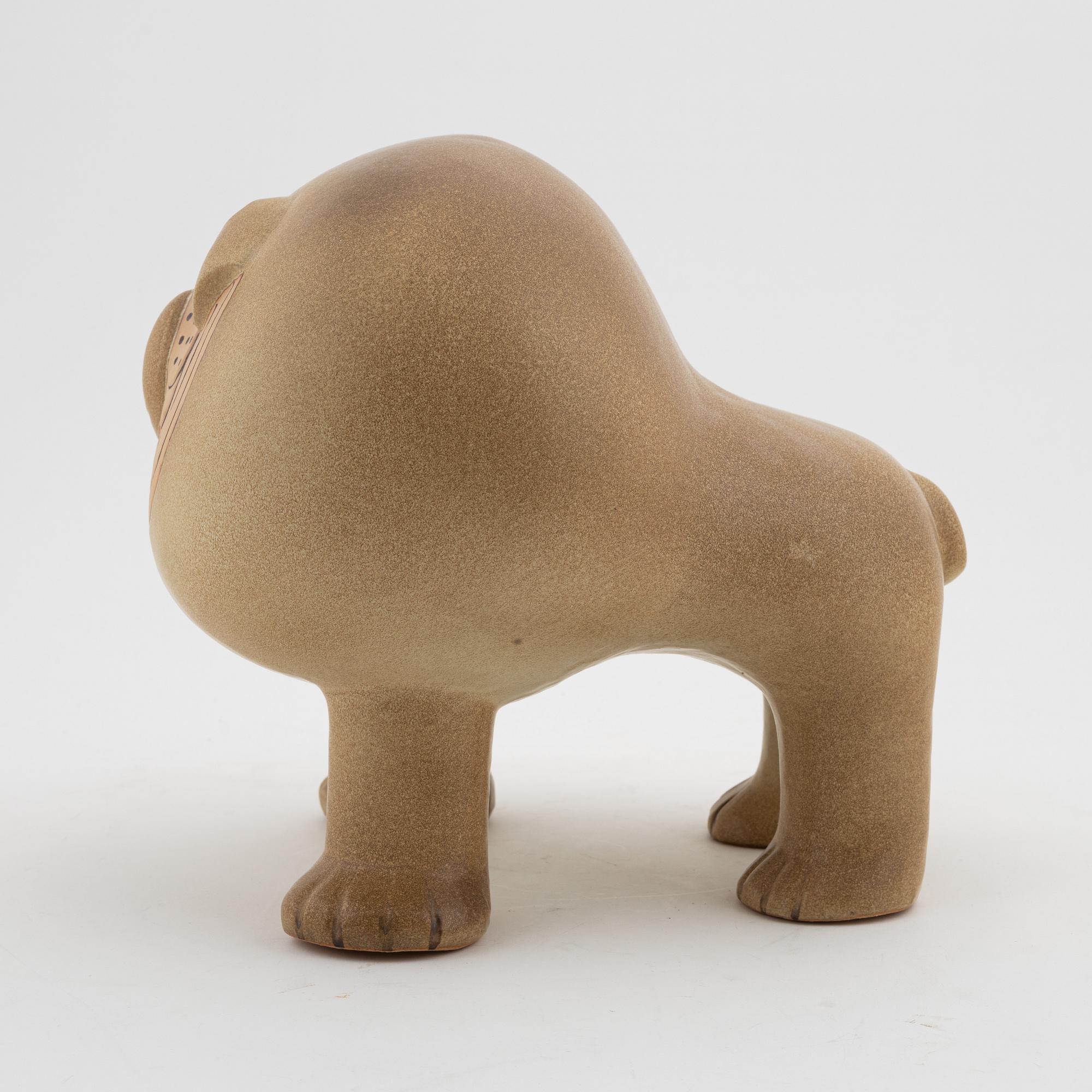 Lisa Larson, a 'Bulldog Maxi' stoneware sculpture, K-studion Gustavsberg, signed.