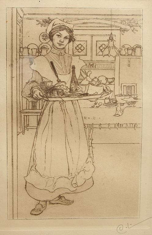 CARL LARSSON, etsning, sign.