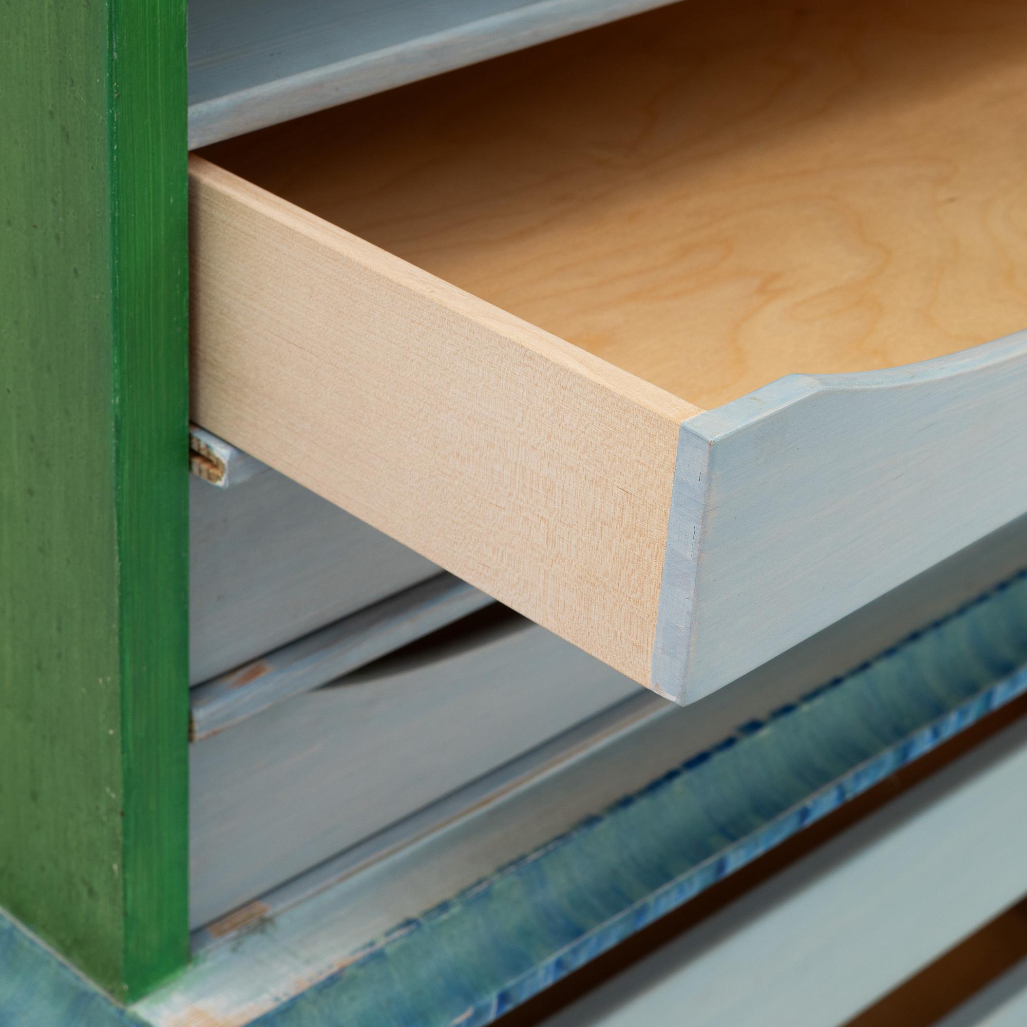 Carl Malmsten, cabinet, "Island", painted by Liselott Malmsten, Carl Malmsten AB, 1973.