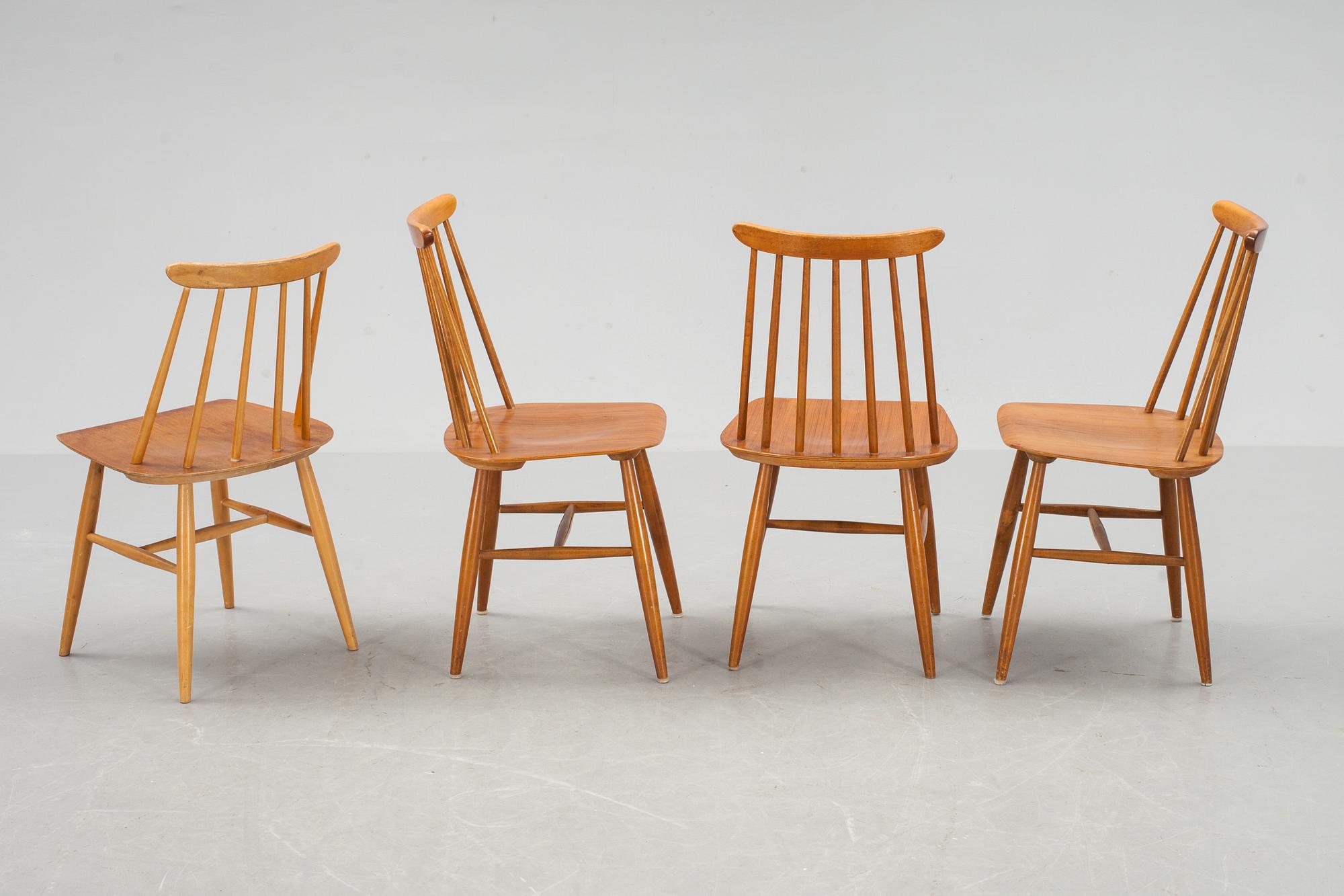 STOLAR, 3+1 st, "Fanett", Ilmari Tapiovaara, Edsbyverken, 1950-tal, etikettmärkta.