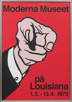 Roy Lichtenstein · ROY LICHTENSTEIN, efter, utställningsaffisch, "Moderna Museet på Louisiana" 1975.