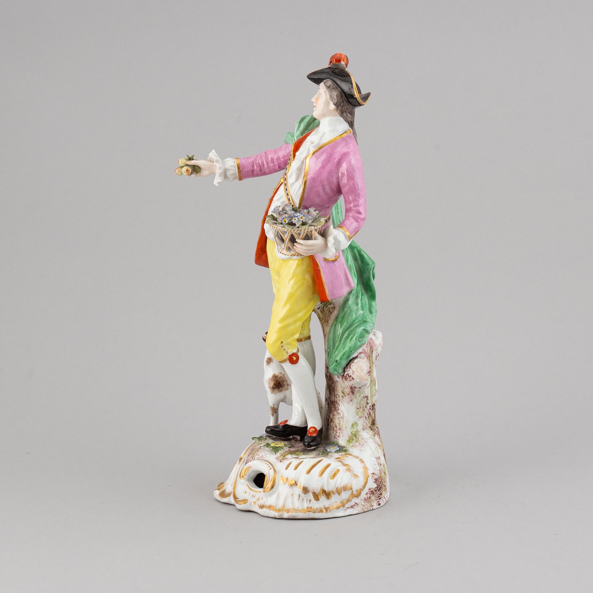 A porcelain figurine, with a Meissen like mark, second half of the 20th century.