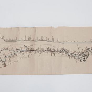 KARTRULLE, litografiskt tryck, "Göta kanal", F. Schultz, 1837.