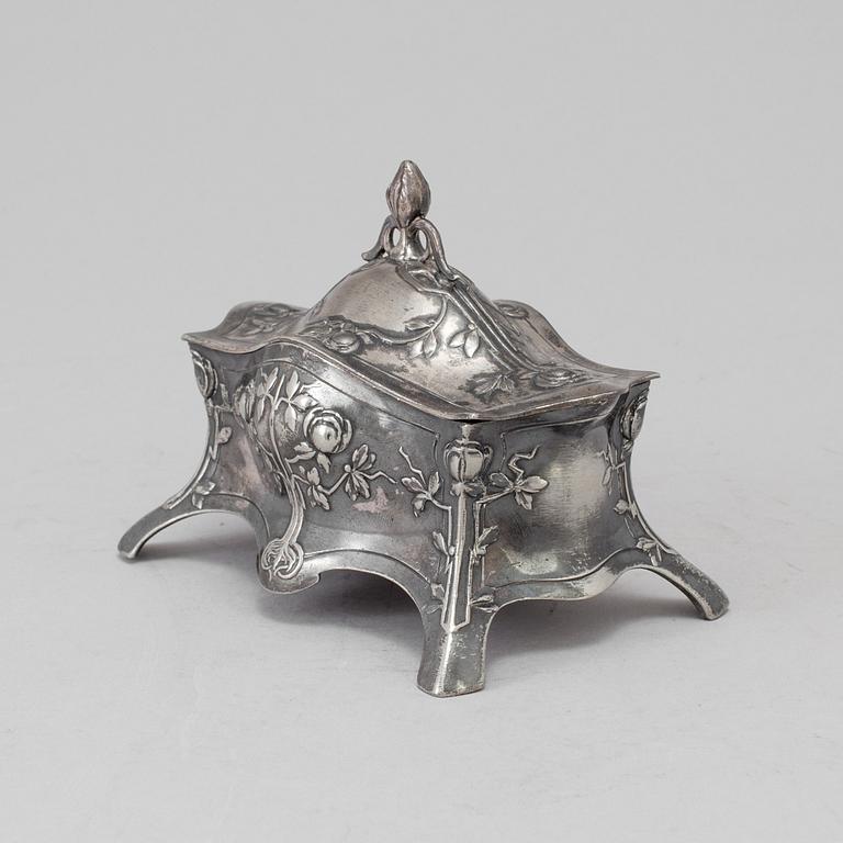 A WMF silver plate Art Nouveau jewellery box, circa 1900.