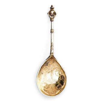 211. A Swedish 17th century silver-gilt spoon, mark of Johan Christophersson, Torshälla (1639-1671).