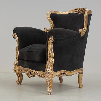 FÅTÖLJ, nyrokoko, 1800-talets slut.