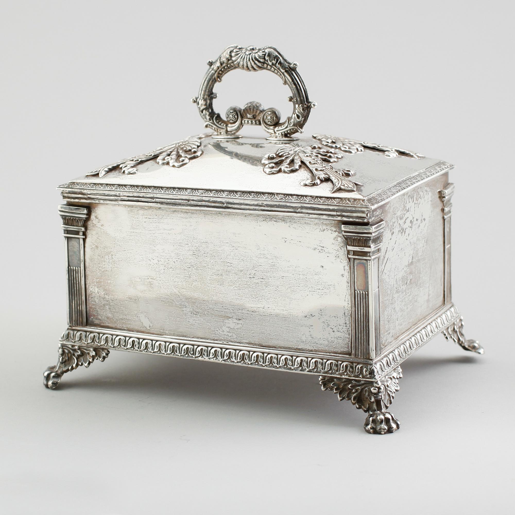 A Swedish 19th century silver sugar-casket, marks of Adolf Zethelius, Stockholm 1828.