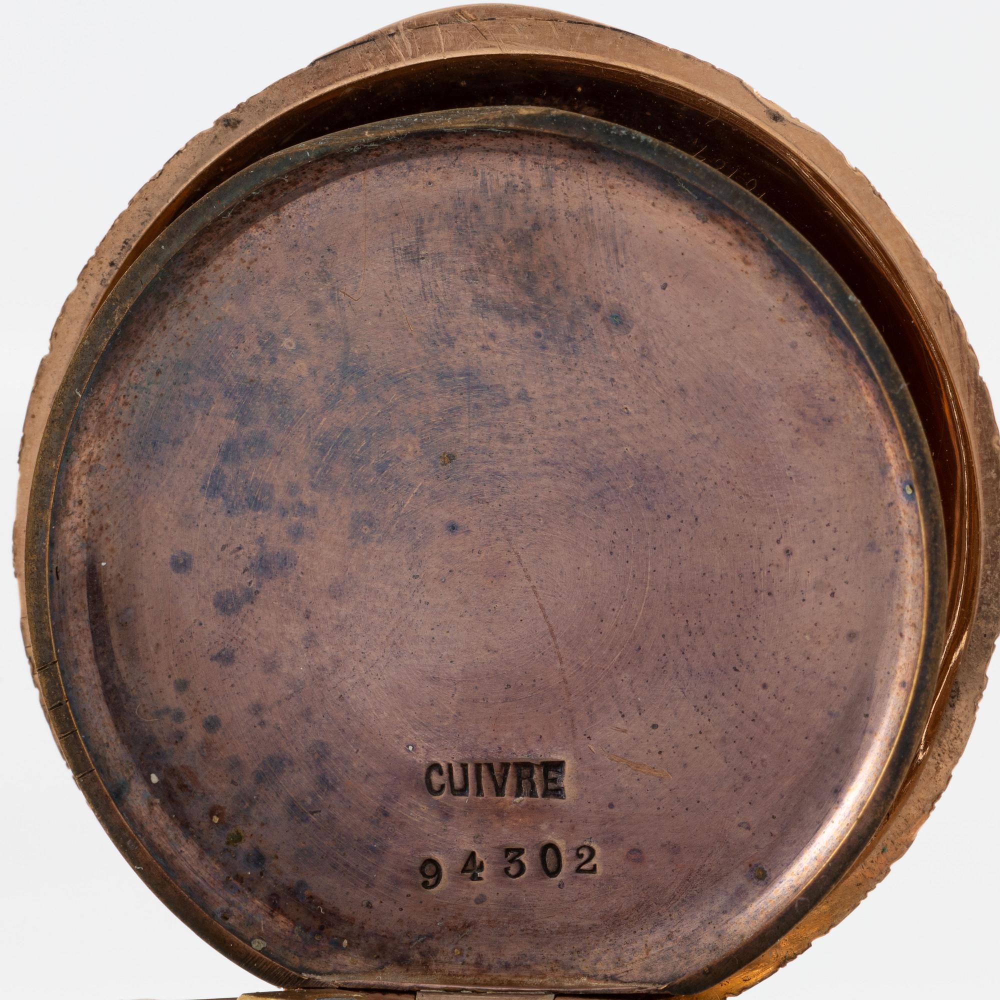 Pocket watch, half hunter, 14K gold, 32.5 mm.