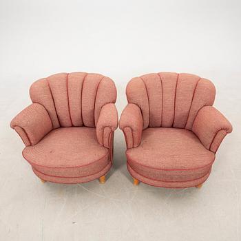 Armchairs a pair Swedish Modern 1940s.