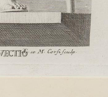 GRAVYR, efter Giovanni Domenico Campiglia, gravör G. et M. Corsi. 1700-tal.