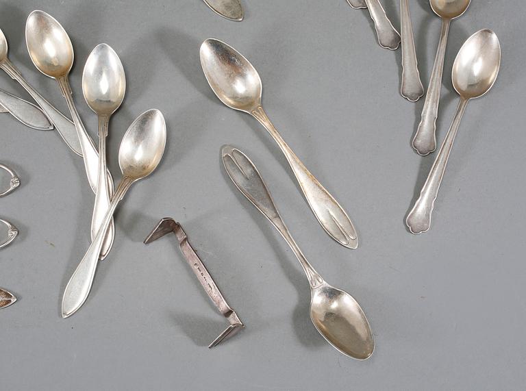 PARTI SILVER, 19 delar, bl a GAB, Stockholm, 1900-tal, vikt 319 gram.