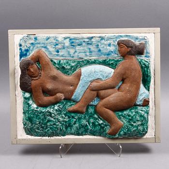 FRIEBERG, GUNNEL, väggplakett, keramik. Sign.