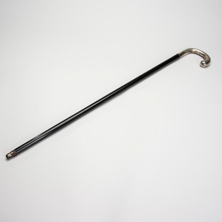 PROMENADKÄPP, silver och trä, finska kontrollstämplar 1929.