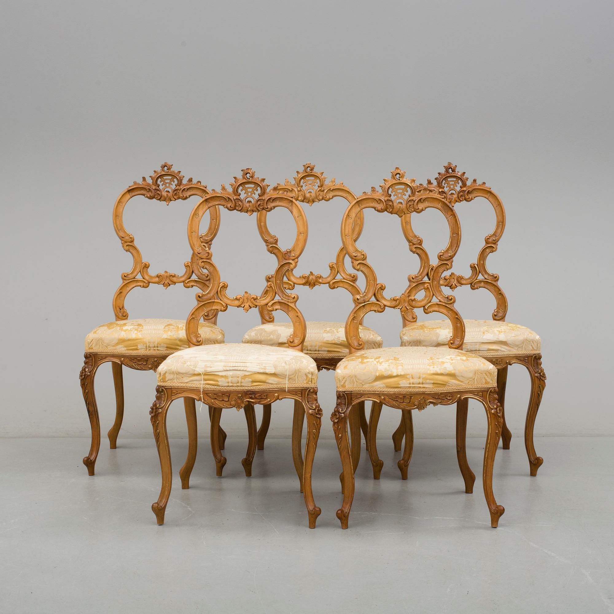 STOLAR, 5 st. Nyrokoko, omkring 1900. Myrstedt och Son, Stockholm.