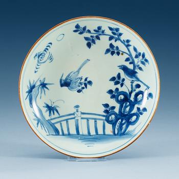 A Transitional blue and white dish, 17th Century, with hallmark.