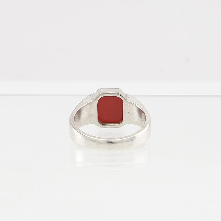 Wiwen Nilsson, silver ring with faceted carnelian, Lund 1950.