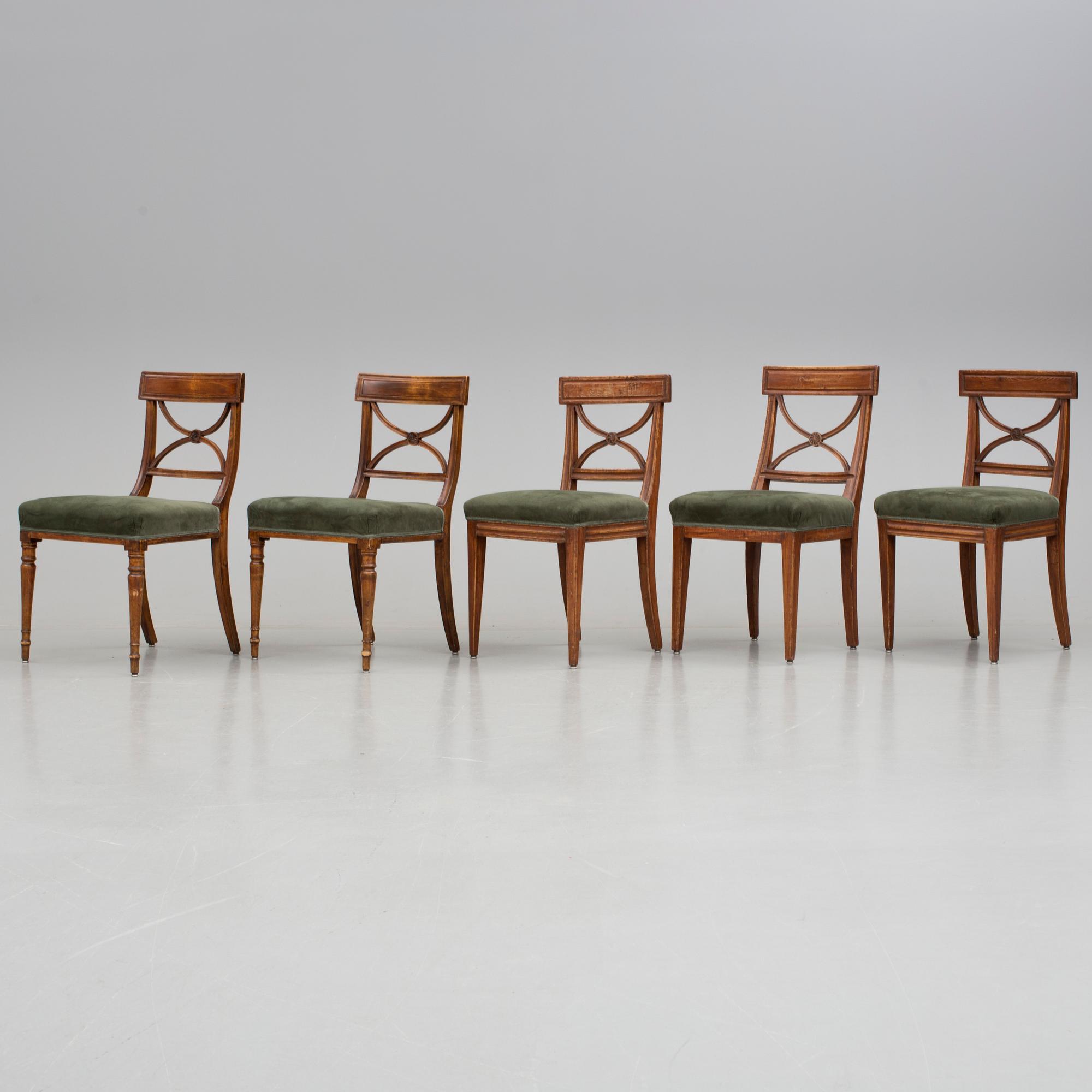 STOLAR 5 st, s k Belllmanstolar, 1800-tal.