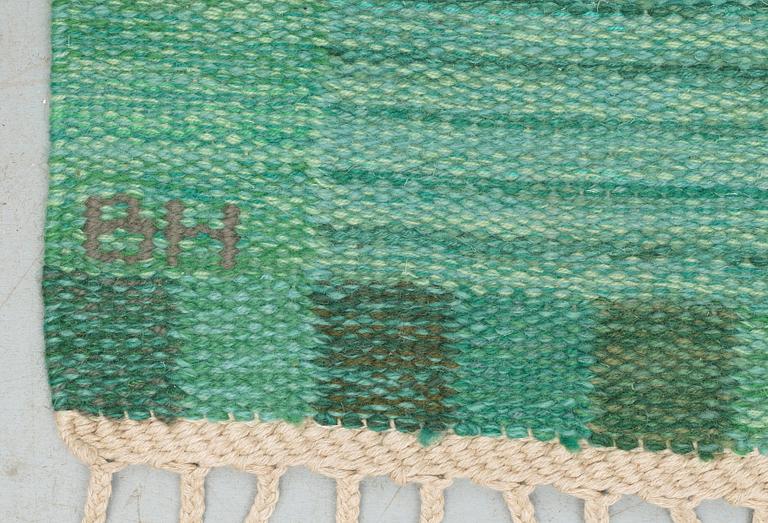 RUG. "Fasad Grön". Flat weave. 183 x 99 cm. Signed AB MMF MR BH.
