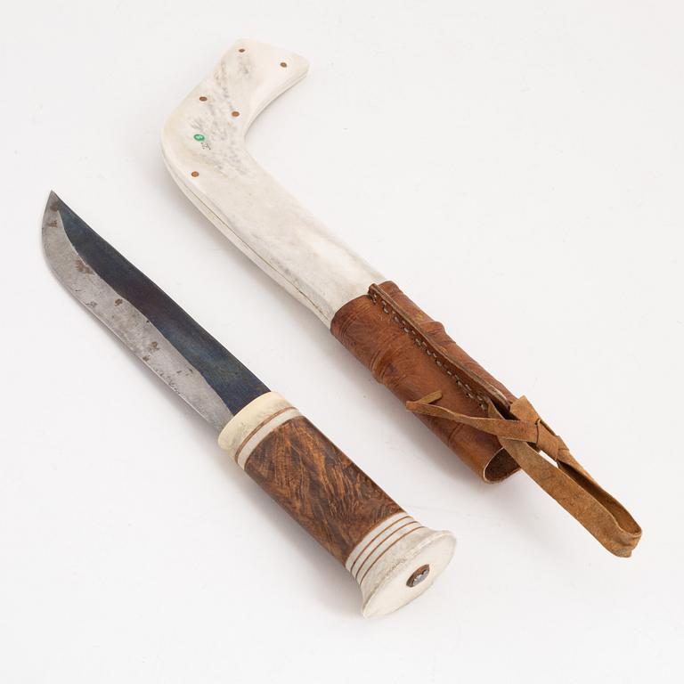 A large reindeer horn knife by Johan Fankki, before 1965, signed.