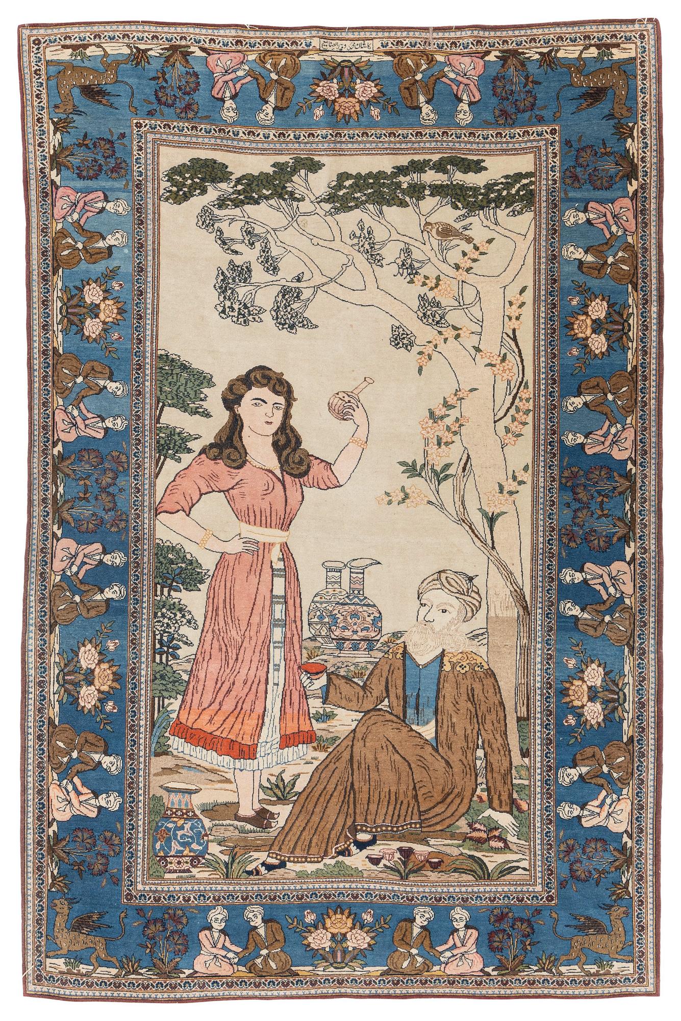 A signed Kashan 'Dabir' rug, c. 211 x 138 cm.