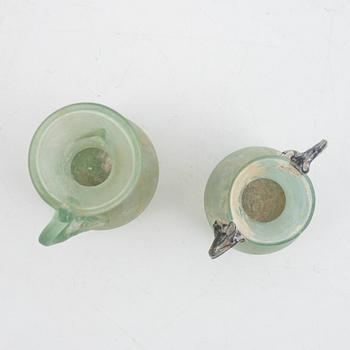 Vaser, två stycken, sk "Romerskt glas", 1800-tal eller äldre.