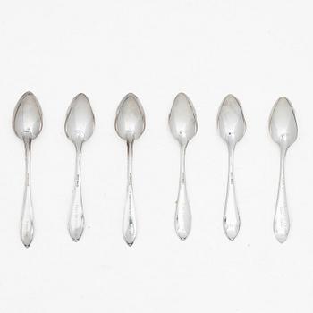 Six spoons, 'Skytte' model, MGAB and C.G. Hallberg Uppsala and Stockholm 1958.