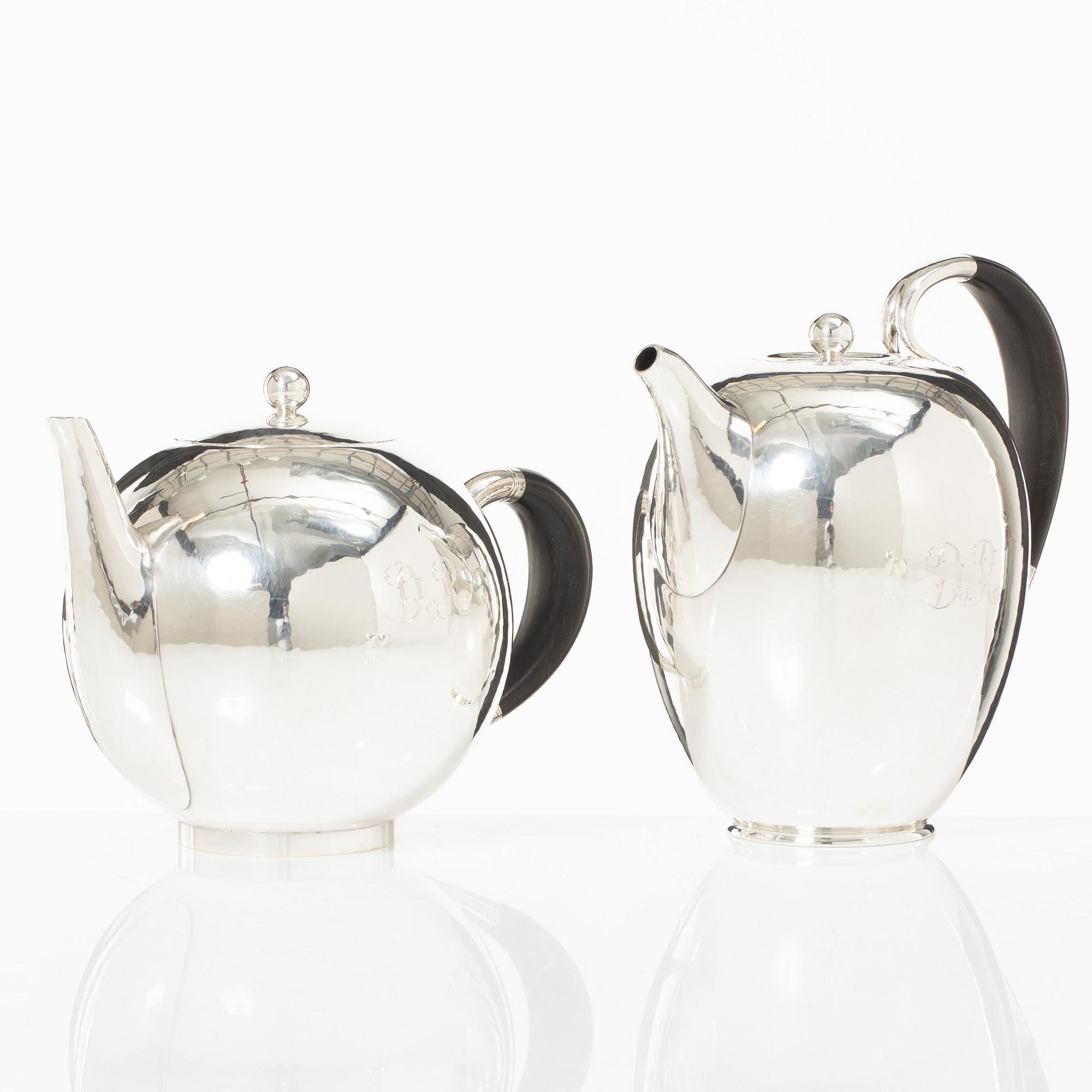 Georg Jensen, a set of four pieces tea and coffee service, sterling silver, design Johan Rohde, 533 and 787, Copenhagen.