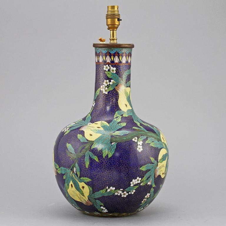 BORDSLAMPA, cloisonné, 1800/1900-tal.