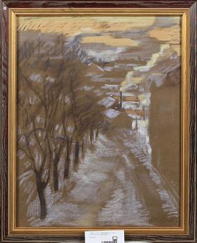 LOTTE LASERSTEIN, olja på duk, pannå samt krita, 3 st varav 2 sign.