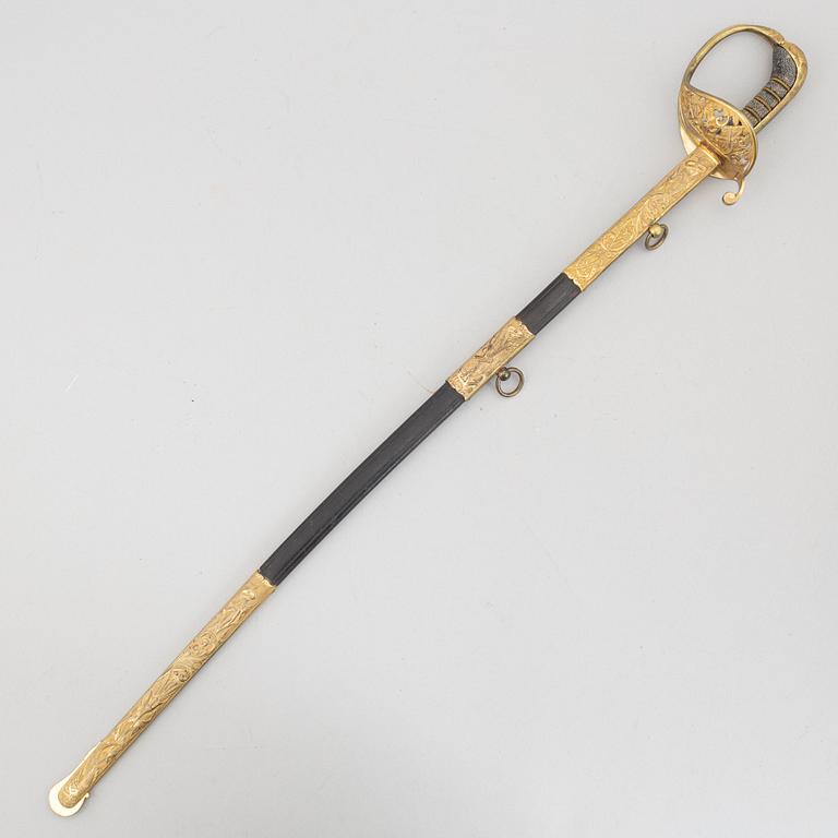Saber, early 19th century, for an officer in the archipelago fleet (?), with scabbard.