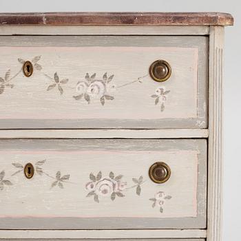 A Gustavian-style painted commode incorporating older elements.