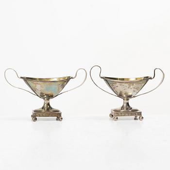 A pair of Swedish Empire silver salt cellars, mark of Nils Tornberg, Linköping 1814.