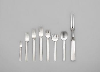 A set of 157 pcs of Sigvard Bernadotte sterling flatware by Georg Jensen, Copenhagen 1933-77.