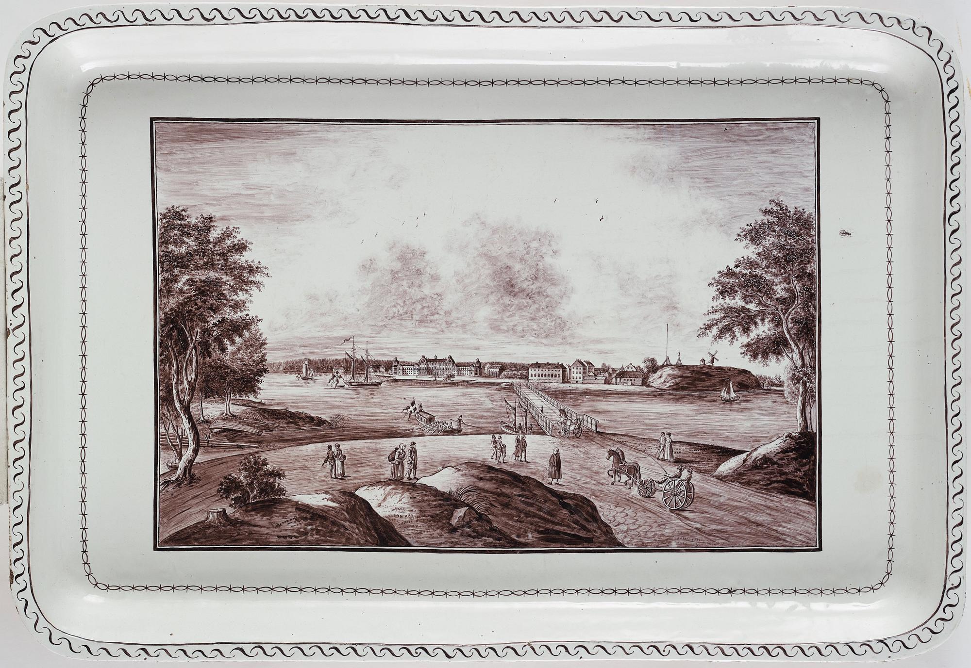 Tebord, med fajansbricka, originalunderrede tillskrivet Gottlieb Iwersson, Sengustavianskt, sent 1700-tal.