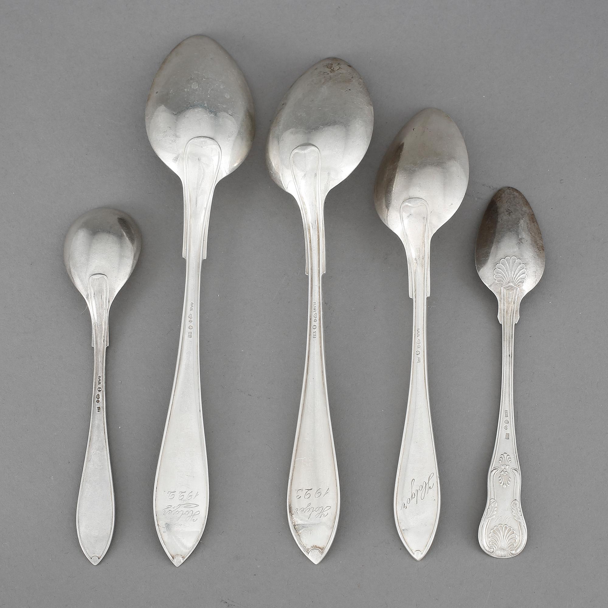 SKEDAR, 20 stycken, silver, bla GAB, Stockholm 1920. Vikt ca 674 gram.