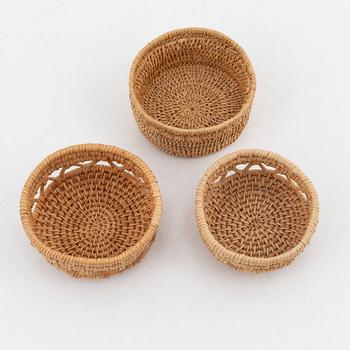 A three root baskets, Sweden, 20th Century.