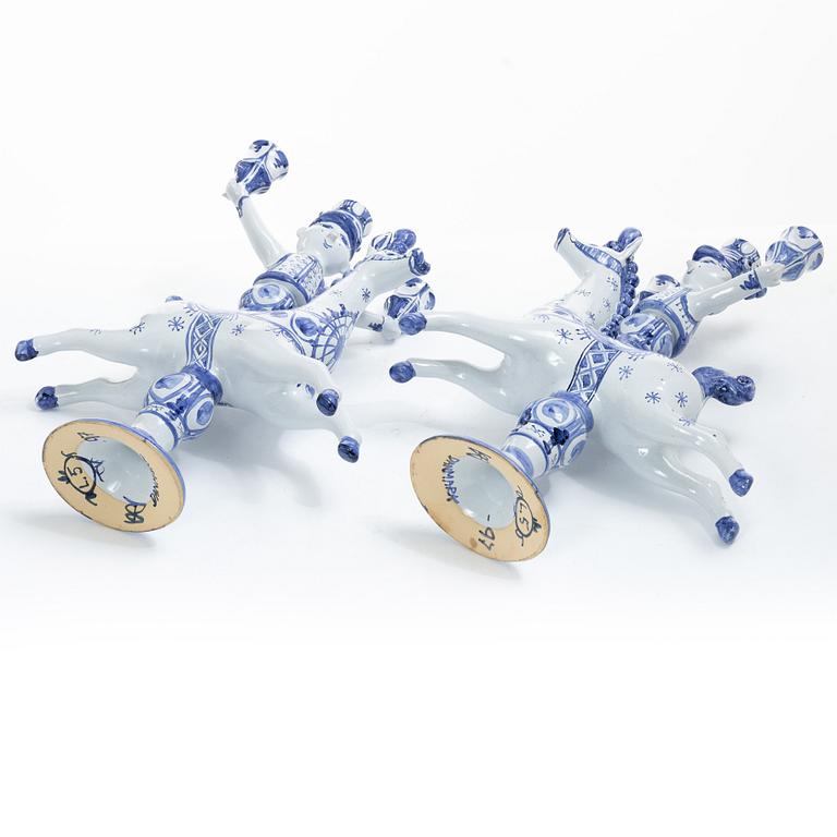 Björn Wiinblad, a pair of earthenware candelabras, Denmark, 1997.